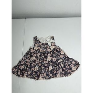 Lilly Wicket Lightweight Floral Print Ruffle Sleeveless Dress Top Sz 3T Bow Trim